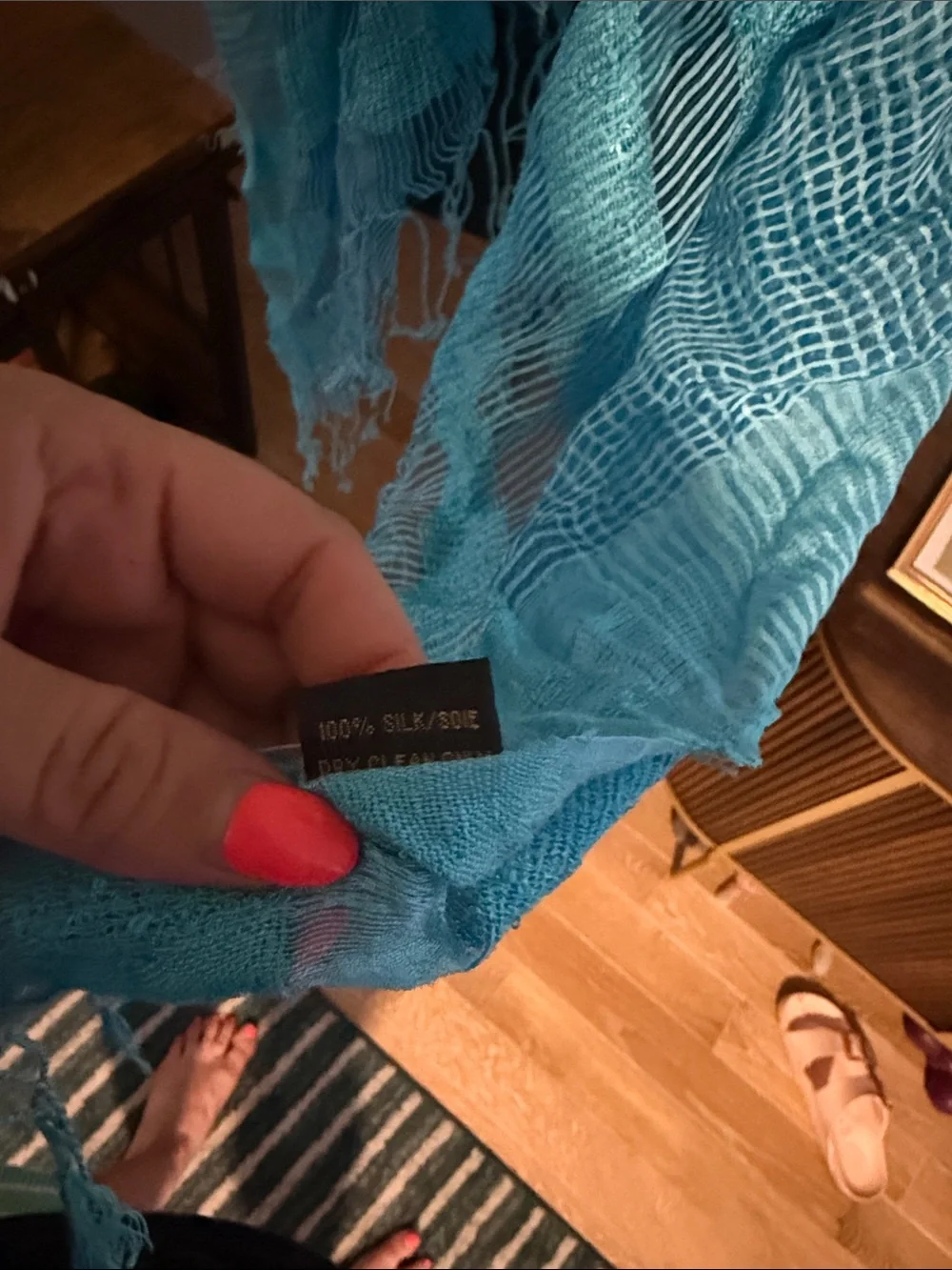 Lightweight Turquoise Fringe Scarf